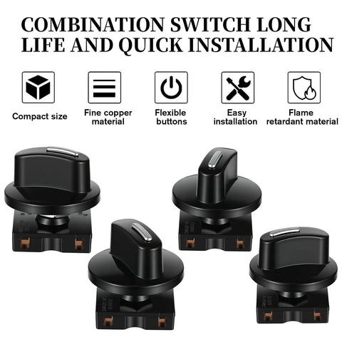 DIY Ready 4 Position Rotary Switch With Knob Replacement For Fans And Small Appliances, 125V To 250V, 3 Speed Settings Plus Off, Durable Universal Speed Selector Switch Pack Of 2, black