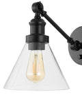 Oil Rubbed Bronze 8 Inch Adjustable LED Wall Sconce Plug In Wall Lamp With Dimmer Switch Clear Glass Shade