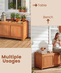Outdoor Wood Deck Box With Flip Top Bench Go To Patio Storage For Garden And Poolside 52 Gallon Capacity Weatherproof Solid Wood Chest