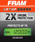 Extra Guard CA4309 Engine Air Filter Swap, 12000-mile protection, highlighted green odometer display