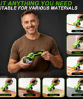 Man holding Cordless Electric Scissors For Cardboard And Paper Cutting Rechargeable Portable Handheld Power Tool With 320Rpm High Efficiency Blade.