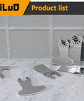 Front view of Leiluo 6-piece diamond oscillating multitool blade kit for grout removal; metal silver blades.