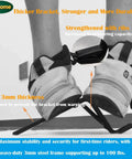 Heavy Duty Training Wheels For 12 To 20 Inch Kids Bikes Universal Fit For Single Speed Bicycles Easy Install With A Stable, Safe Ride For Beginners Black, showing shoes on wheels with thick steel brackets for stability.