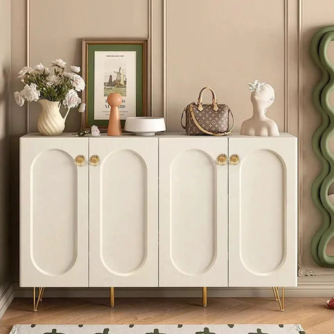 Top Shelf Gold Cabinet Knobs And Smooth Drawer Pulls 10 Pack Solid Zinc Alloy Floral Handle Set Heavy Duty Hardware on a stylish white cabinet.