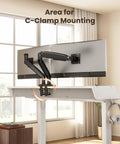 Electric Standing Desk With Drawers, 48 By 24 Inch Gaming Desk With Monitor Stand, showcasing C-clamp mounting area.