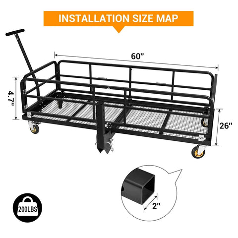 Heavy Duty Folding Hitch Cargo Carrier With 750 Pounds Capacity Fits Two Inch Receiver Includes Wheels And Handle For Easy Transport