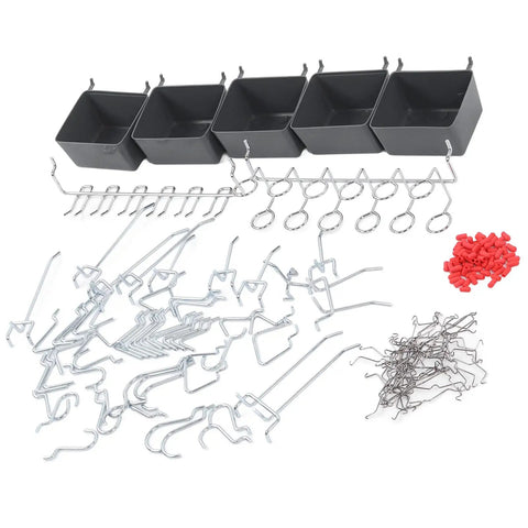 Heavy Duty Pegboard Hooks Set 114-Piece Universal Pegboard Accessories Kit with Bins and Locks for 1/8 and 1/4 Inch Boards
