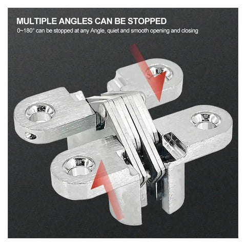 2 Pack Ball Bearing Hidden Door Hinges 180 Degree Concealed Cross Hinges With Screws for Folding Doors and Windows