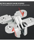 Heavy Duty Stainless Steel Hidden Door Hinges Two Pack Concealed Cross Hinge With 180 Degree Opening smooth silent operation