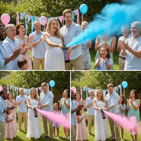 Heavy Duty Gender Reveal Powder Cannon 2 Pack Handheld Extinguisher Non Toxic Cornstarch Blast Outdoor Baby Shower Party Supplies Heckin Epic Color Cloud