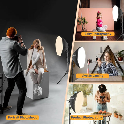 20x20 Inch Softbox Lighting Kit With 85W LED Bulbs 3000K To 7500K For Photo Studio, Video Recording, Portraits, And Live Streaming
