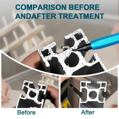 2 Pack Deburring Tool Set With 12 BS1010 HSS Blades And Dual Handles comparison before and after treatment
