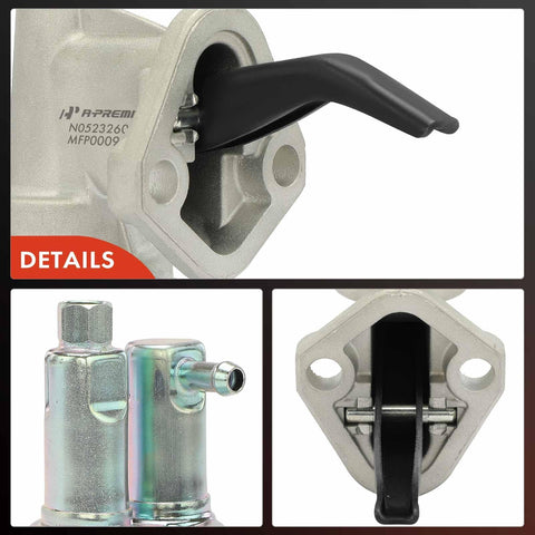 Mechanical Fuel Pump For Jeep And AMC Classics Fits Wrangler Cherokee CJ Series Commando DJ5 J Trucks J10 J20 Scrambler Ambassador Concord And More Durable Replacement Fuel Pump For Vintage L6 Engines close-ups
