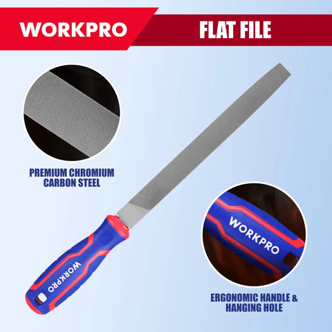 8 Inch Metal File Set Pro Grade Three Piece Kit With Flat Half Round And Round Files For Metal Shaping And Finishing Built From T12 High Carbon Steel With Chrome Finish Heat Treated To 56 62 HRC Ergonomic TPR Handle And Hanging Hole