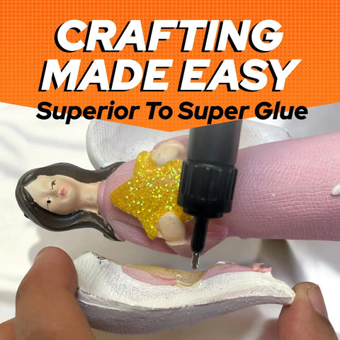 Person using UV Resin Kit For Quick Bonding And Home Repairs Liquid Plastic Welder Cures With UV Light Instant Glue on ceramic angel figurine