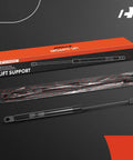 Close-up of Jeep KL Cherokee Front Hood Lift Supports Shock Struts 2 Piece Set with packaging for SUV models 2014-2019.