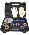 Hydraulic A C Hose Crimper Tool With 7 Die Set For Barbed And Beaded Fittings in case, gloves included, Hydra Krimp 71500 Kit