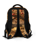 Back view of Autumn Apple Orchard Printed Unisex Backpack With Large Capacity and padded straps, apple orchard design