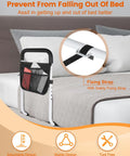 Heavy Duty Bed Assist Rail For Seniors Adjustable Side Rail With Storage Bag and Straps shown in bedroom setting