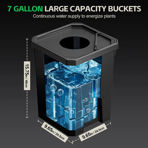 7-gallon bucket of Deep Water Culture Hydroponics Grow System With Top Drip Kit For Home Growers showing water capacity