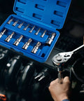 13 Piece Torx Socket Set T8 To T60 With One Quarter Inch Three Eighth Inch And One Half Inch Drives S2 Steel And CRV Construction
