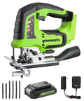 24V Brushless Jig Saw With Battery And Charger, 6 Blades Included, Variable Speed 0-3000 SPM, Heavy Duty Lithium Ion Power