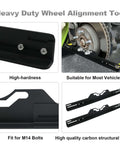 Pro Grade Wheel Alignment Tool Kit With Tape Measures, Heavy Duty Toe Alignment Plates for front end alignment.