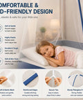 Pop Up Mosquito Net For Bed With Full Bottom Coverage And Double Door Design, Easy Setup With Bottom Tie Straps, image showing kid-friendly design