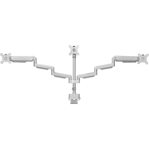 Clean Workspace Upgrade Featuring Versatile Triple Monitor Pole Stand With Rock Solid Build And Smooth Glide Swivel Tilt Control Plus Integrated Usb Charging Ports For Effortless Grommet Installation Gray