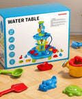 Box display of 3 In 1 Flower Shape Water Table With Pump For Toddlers And Kids Ages 3 To 8 Outdoor Summer Splash Play Two Tier Water Table