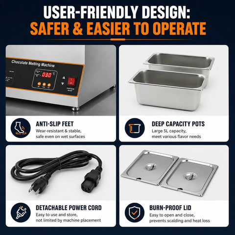 Heavy Duty Electric Chocolate Melter And Tempering Machine With 12kg Capacity, Stainless Steel Food Warmer And Digital Features