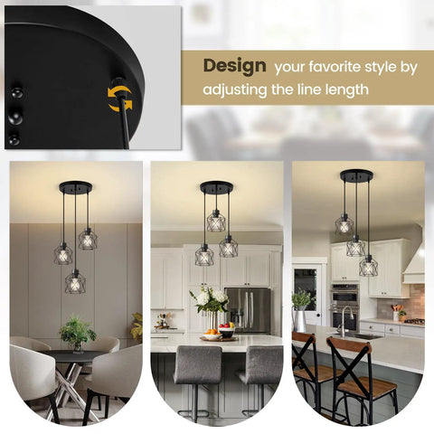 Three Light Adjustable Pendant Light Fixture With Long Cord, Super Easy Custom Height Setup For Kitchen And Dining Room, Killer Industrial Farmhouse Hanging Lamp With Vintage Glow That Truly Slaps In Any Open Concept Space, adjustable cord detail.