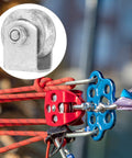 Close-up of Heavy Duty Pulley Wheel Track Roller For Sliding Gates And Garage Doors with steel bearings and rope system.