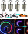 4 Pack LED Bike Wheel Valve Cap Lights Waterproof Tire Valve Stems Flashy Lights For Cars Bicycles And Motorcycles Night Safety