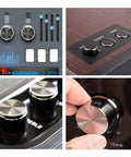 Close-up of aluminum knobs from 21Pcs Potentiometer Kit For DIYers With 7 Value Sets Three Pieces Each on audio gear