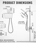 Product dimensions for Matte Black Shower Faucet Set With Dual Square Heads And Handheld Wand No-Fuss Complete Kit With Diverter Hose And Pressure Balance Rough-In Valve For Easy Install