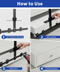 Step-by-step usage of Rock Solid Aluminum Cabinet Handle Jig with Integrated Center Punch for Drawer Pull Layout.