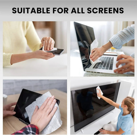 People clean screens using Streak Free Electronic Screen Cleaning Wipes 2 Pack 40 Wipes Each For Computer TV Monitor Laptop Phone Tablet And More Microfiber Cloth Included Gentle No Sweat No Residue Safe For All Screens