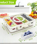 Divided Veggie Tray With Lid And Handle Four Compartment Snack Storage For Fridge Or Freezer Portable Fresh Produce Saver