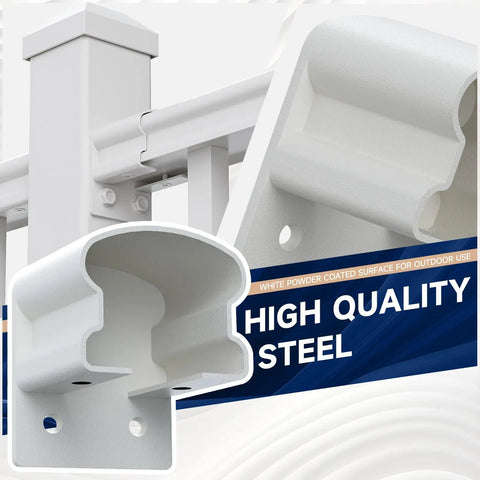 4 Pack Aluminum Deck Railing Brackets For A Fixed Railing System, White Outdoor Textured Powder Coat Finish, Durable Modular Rail Connectors For Decks, Porches, And Balconies, Rust Resistant, No Fuss Easy Install, Weather Resistant