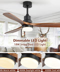 Low Profile 52 Inch Ceiling Fan With Remote And LED Light Kit, Reversible Quiet DC Motor, Modern Wood Finish in living room