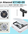 Manual Lift Roof Vent Knob Kit for 4000R 5000 RBT and 8000 Series Fantastic Roof Vents with easy grip black finish shown