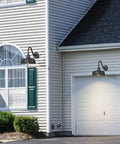 Two Pack Outdoor Barn Lights With Black Finish, Classic Farmhouse Porch Lamps on house exterior near garage and windows