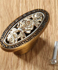 Single Hole Antique Rose Flower Carved Door Handle For Cabinets Drawers And Wardrobes Lightweight Alloy Hardware With Dope Vintage Finish