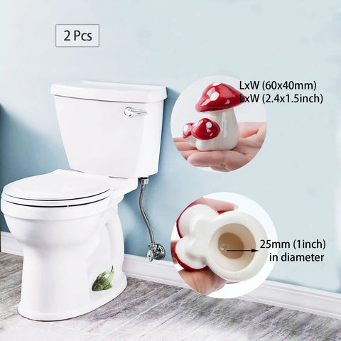 Kick Those Rusty Bolts To The Curb With These Cute Red Mushroom Toilet Bolt Caps That Stealthily Conceal Hardware, 2 Pcs, ceramic, 2.4x1.5in