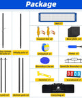 Contents of Heavy Duty Outdoor Volleyball Net Set With Adjustable Poles And Anti Sag Design, Portable Beach Net Kit shown.
