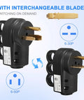 Heavy Duty 2 In 1 Nema 6 50P To 6 30P Male Power Plug Adapter 50 Amp 3 Prong with interchangeable blades, ideal for welders and RVs.