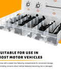 60 Piece Car Wire Loom Routing Clips With Push Mounts in a plastic storage box