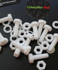 Top Shelf Natural PTFE Hex Head Bolts With Matching Nuts And Washers M6 X 20mm in white, corrosion resistant plastic fasteners for tough tasks.