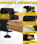 Beast Golf Club Regripping Kit 2.0 With Quick Release Vise Clamp No Drill Fits 6 To 28mm Shafts shown attached to a table.